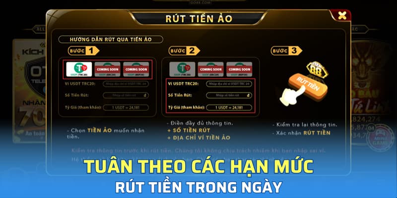 Tuân theo các hạn mức rút tiền trong ngày